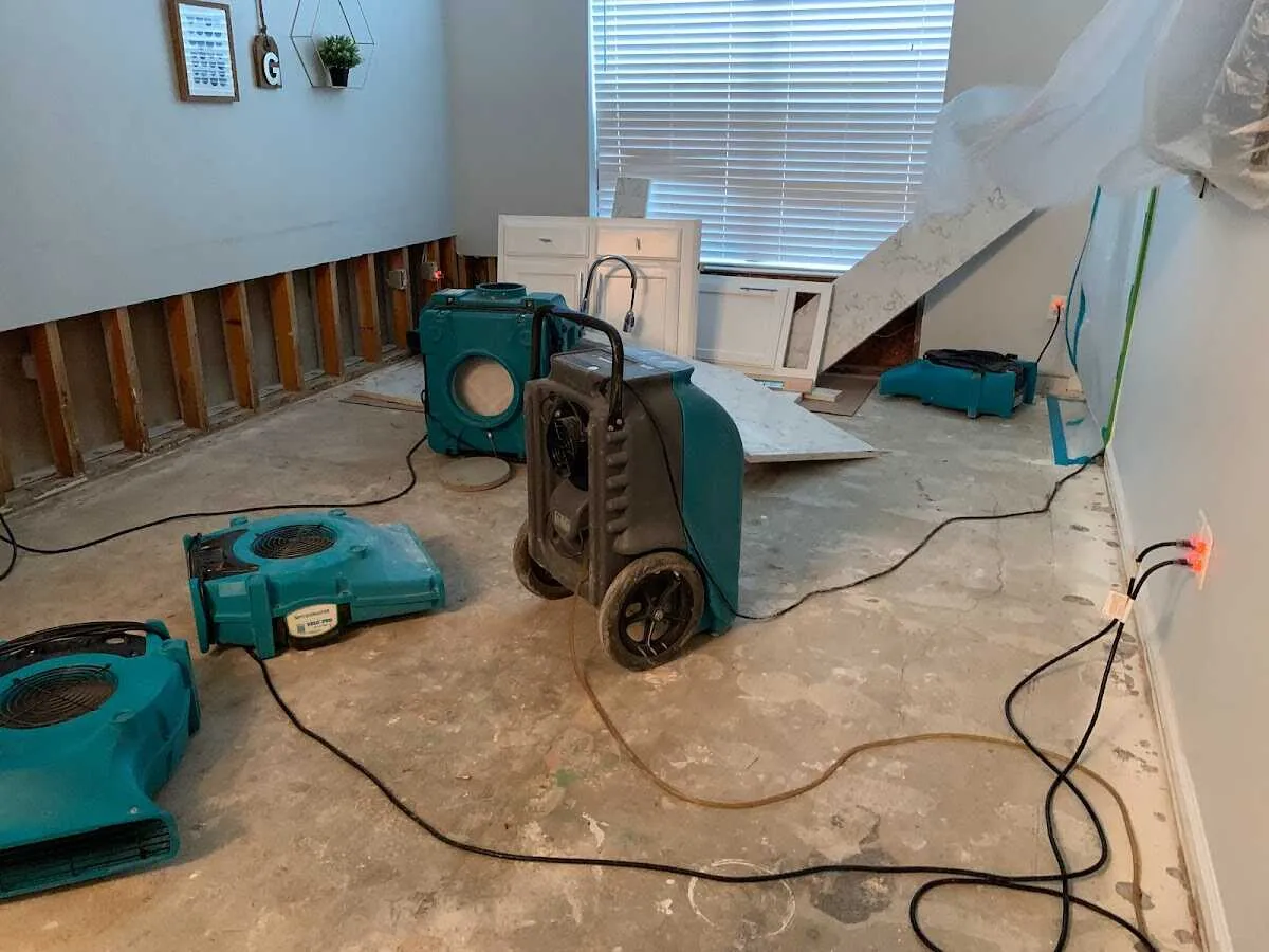 Dehumidifier in flood-cut room for Water Damage Restoration in Haverford